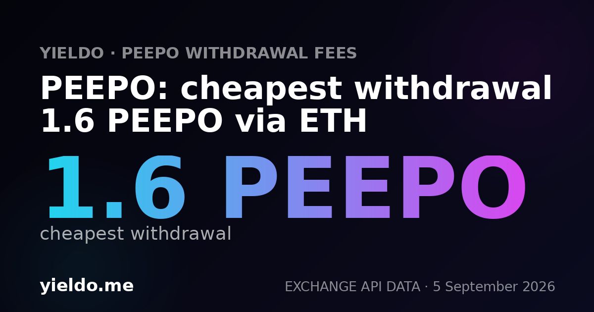PEEPO: cheapest withdrawal 1.6 PEEPO via ETH