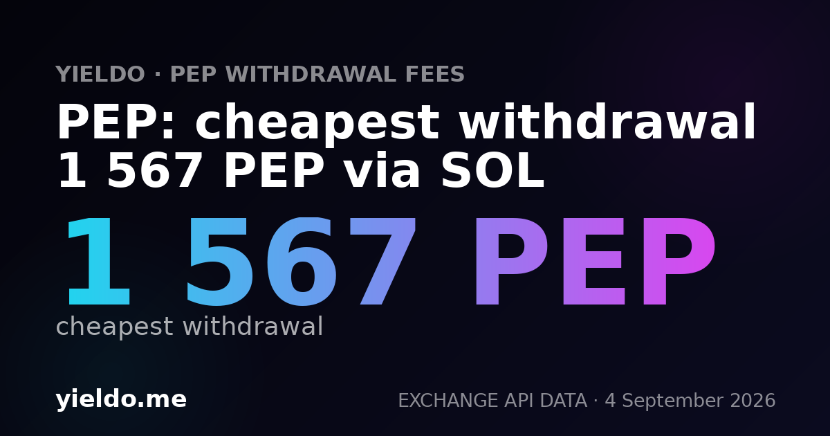 PEP: cheapest withdrawal 1 567 PEP via SOL