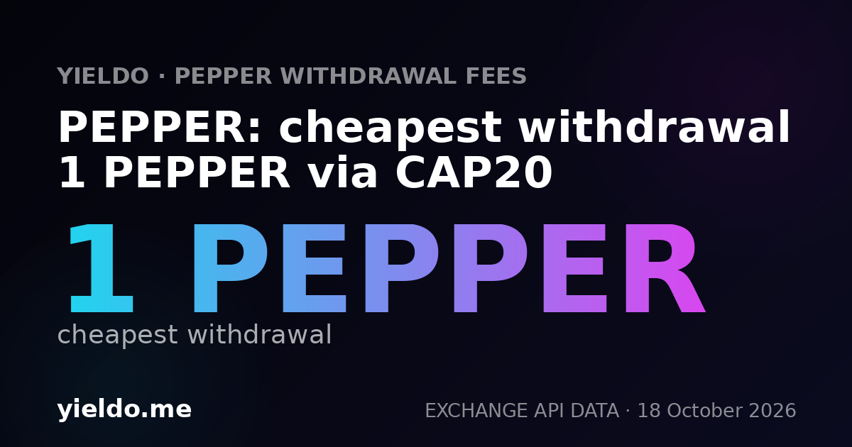 PEPPER: cheapest withdrawal 1 PEPPER via CAP20
