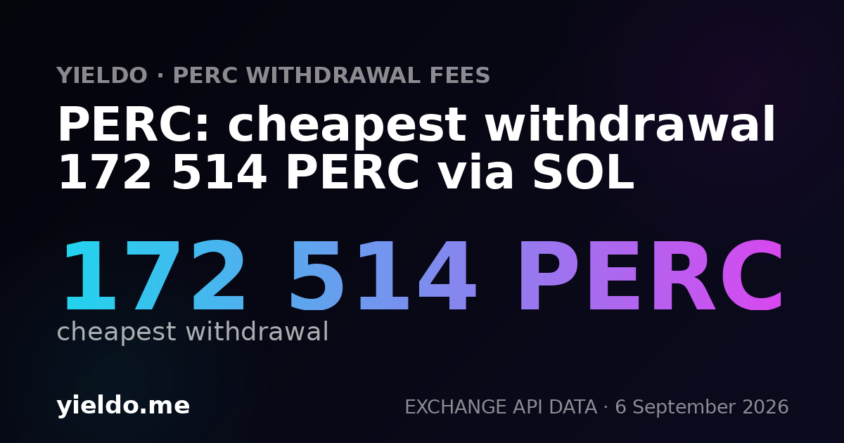 PERC: cheapest withdrawal 172 514 PERC via SOL