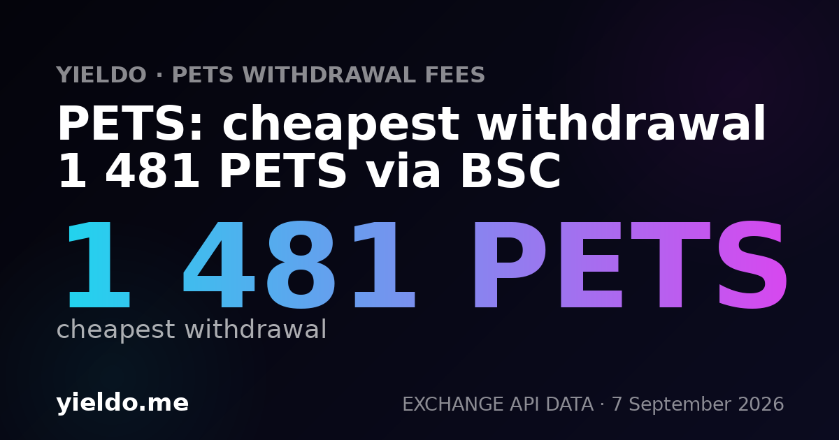 PETS: cheapest withdrawal 1 481 PETS via BSC