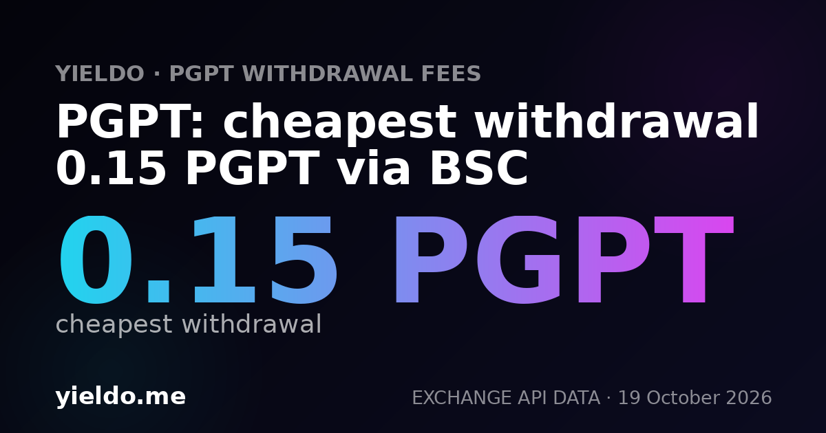 PGPT: cheapest withdrawal 0.15 PGPT via BSC