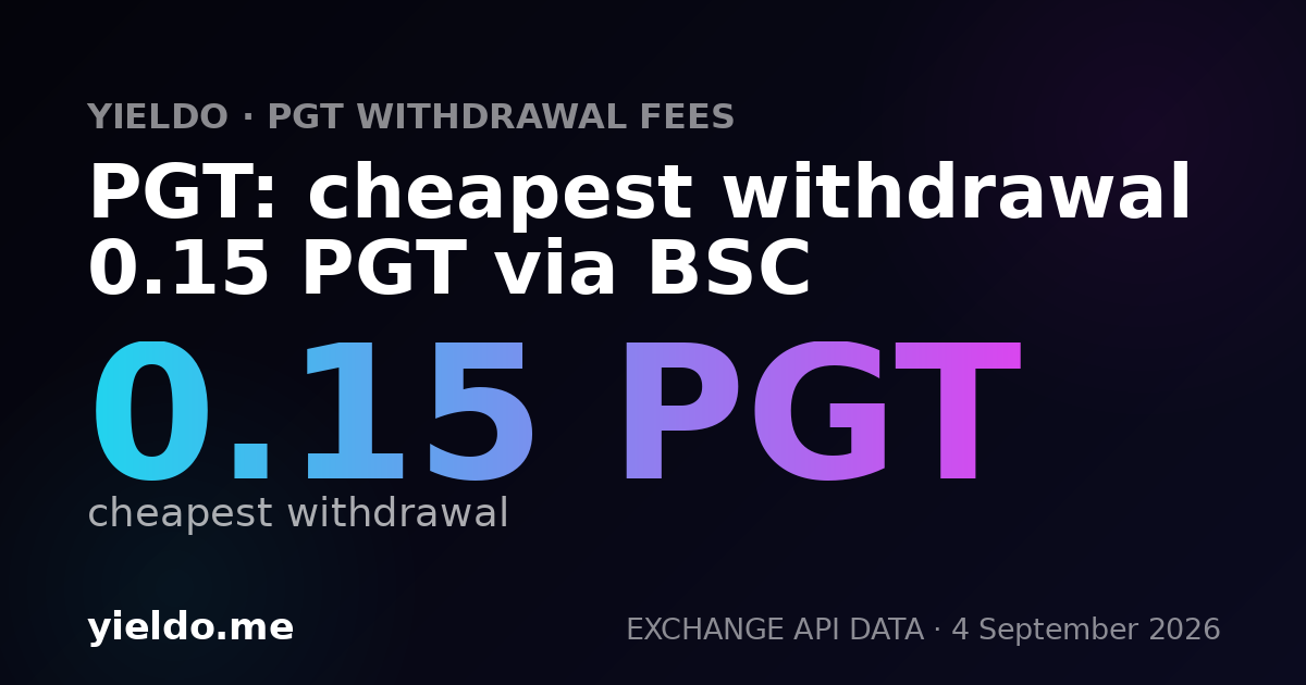 PGT: cheapest withdrawal 0.15 PGT via BSC