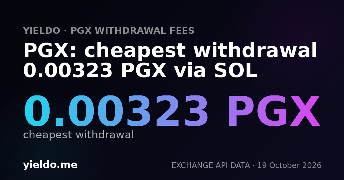 PGX: cheapest withdrawal 0.00323 PGX via SOL