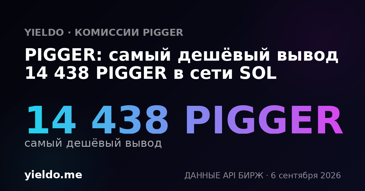 PIGGER: самый дешёвый вывод 14 438 PIGGER в сети SOL