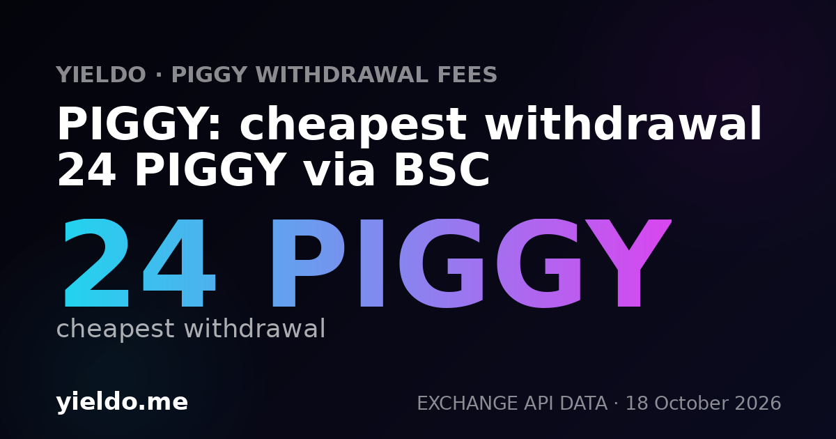 PIGGY: cheapest withdrawal 24 PIGGY via BSC