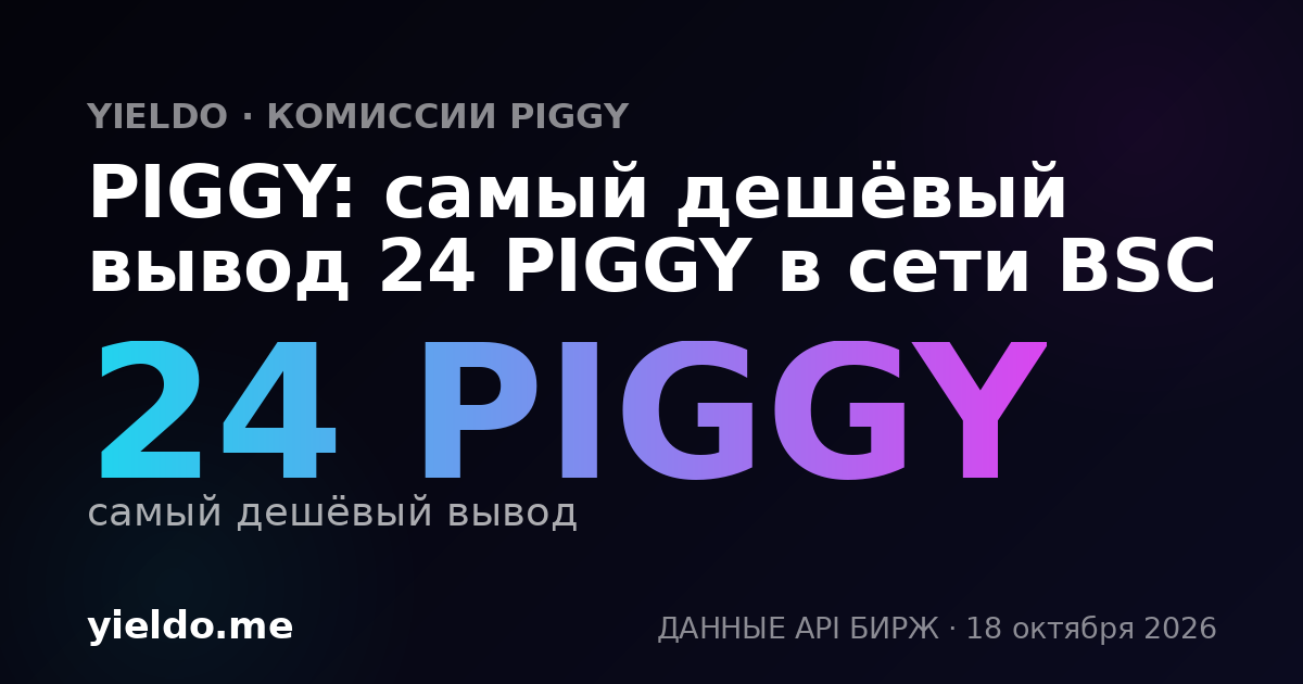 PIGGY: самый дешёвый вывод 24 PIGGY в сети BSC