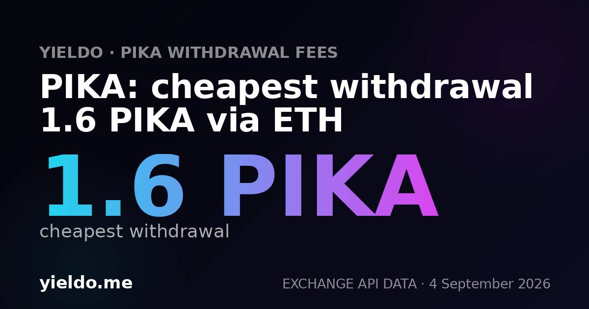 PIKA: cheapest withdrawal 1.6 PIKA via ETH