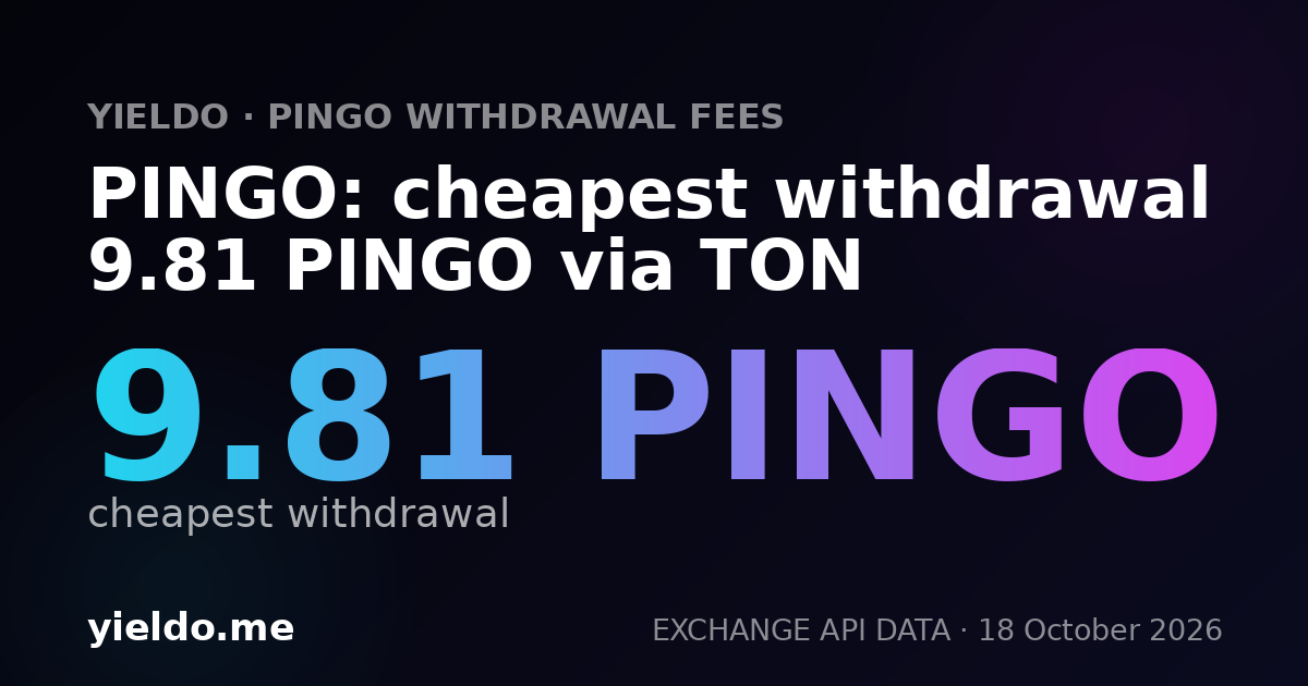 PINGO: cheapest withdrawal 9.81 PINGO via TON