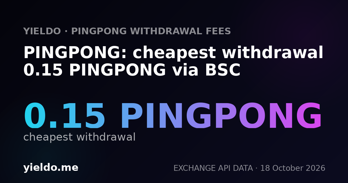 PINGPONG: cheapest withdrawal 0.15 PINGPONG via BSC
