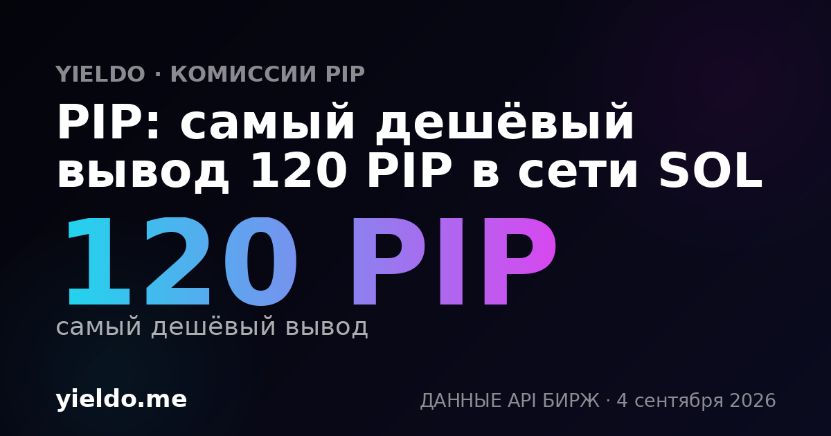 PIP: самый дешёвый вывод 120 PIP в сети SOL