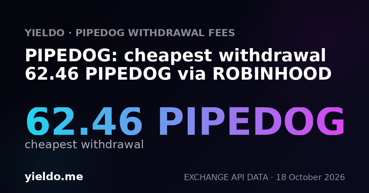 PIPEDOG: cheapest withdrawal 62.46 PIPEDOG via ROBINHOOD