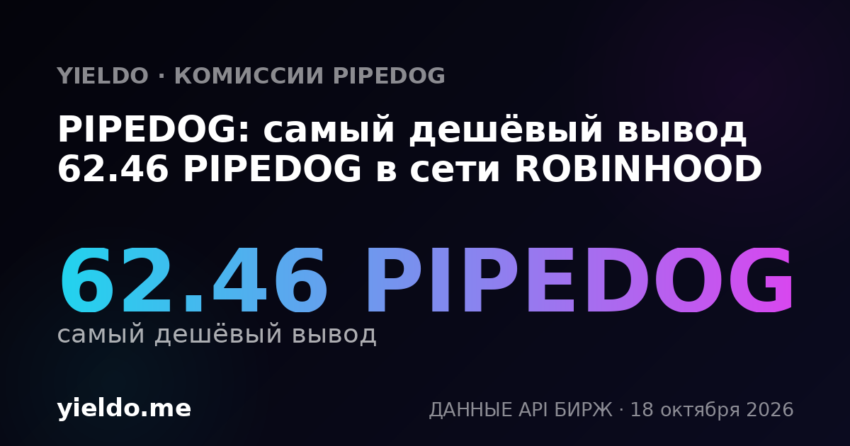 PIPEDOG: самый дешёвый вывод 62.46 PIPEDOG в сети ROBINHOOD