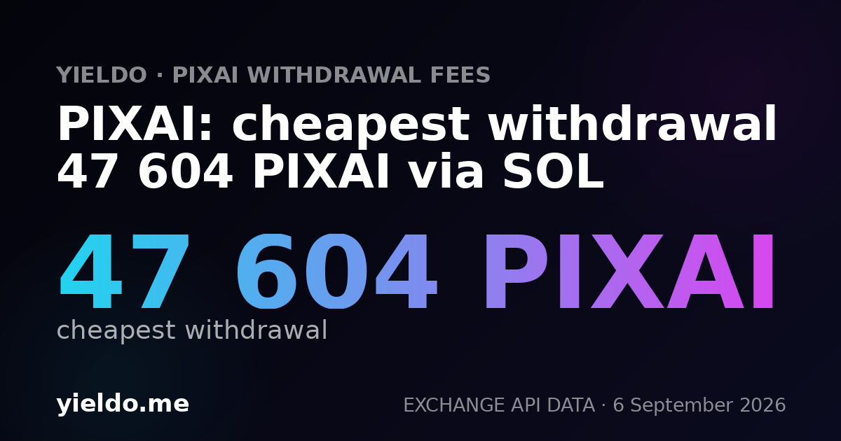PIXAI: cheapest withdrawal 47 604 PIXAI via SOL