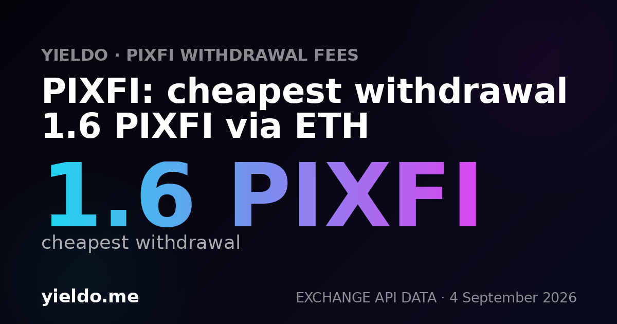 PIXFI: cheapest withdrawal 1.6 PIXFI via ETH