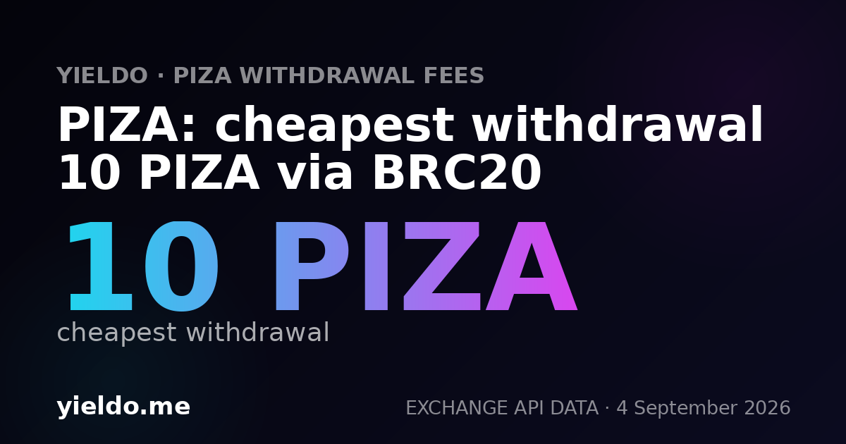 PIZA: cheapest withdrawal 10 PIZA via BRC20