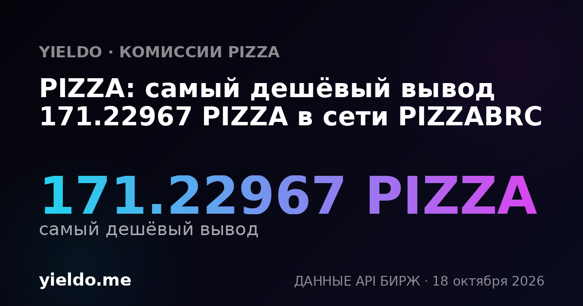 PIZZA: самый дешёвый вывод 171.22967 PIZZA в сети PIZZABRC