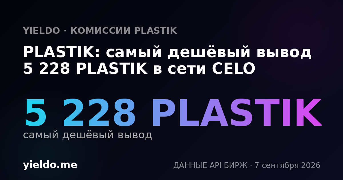 PLASTIK: самый дешёвый вывод 5 228 PLASTIK в сети CELO