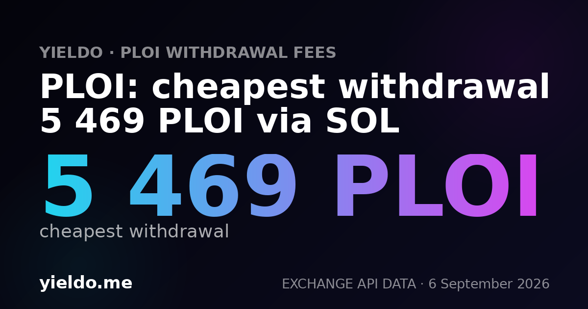 PLOI: cheapest withdrawal 5 469 PLOI via SOL