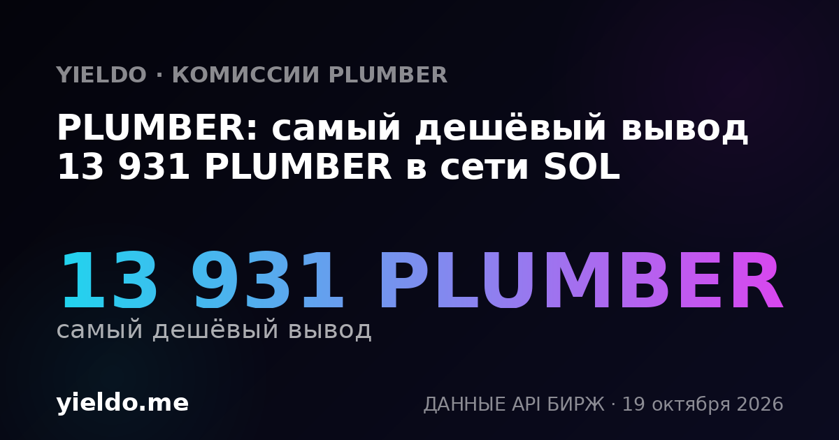 PLUMBER: самый дешёвый вывод 13 931 PLUMBER в сети SOL