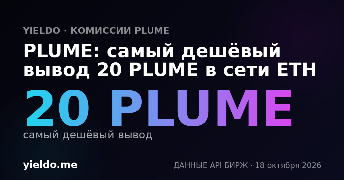 PLUME: самый дешёвый вывод 20 PLUME в сети ETH