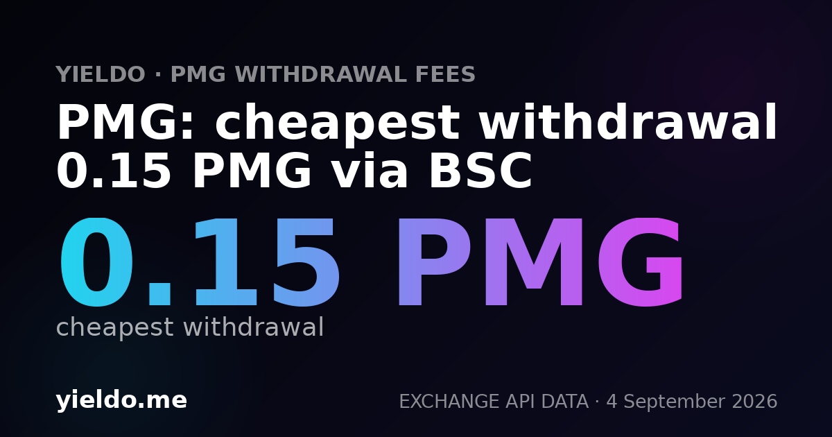 PMG: cheapest withdrawal 0.15 PMG via BSC