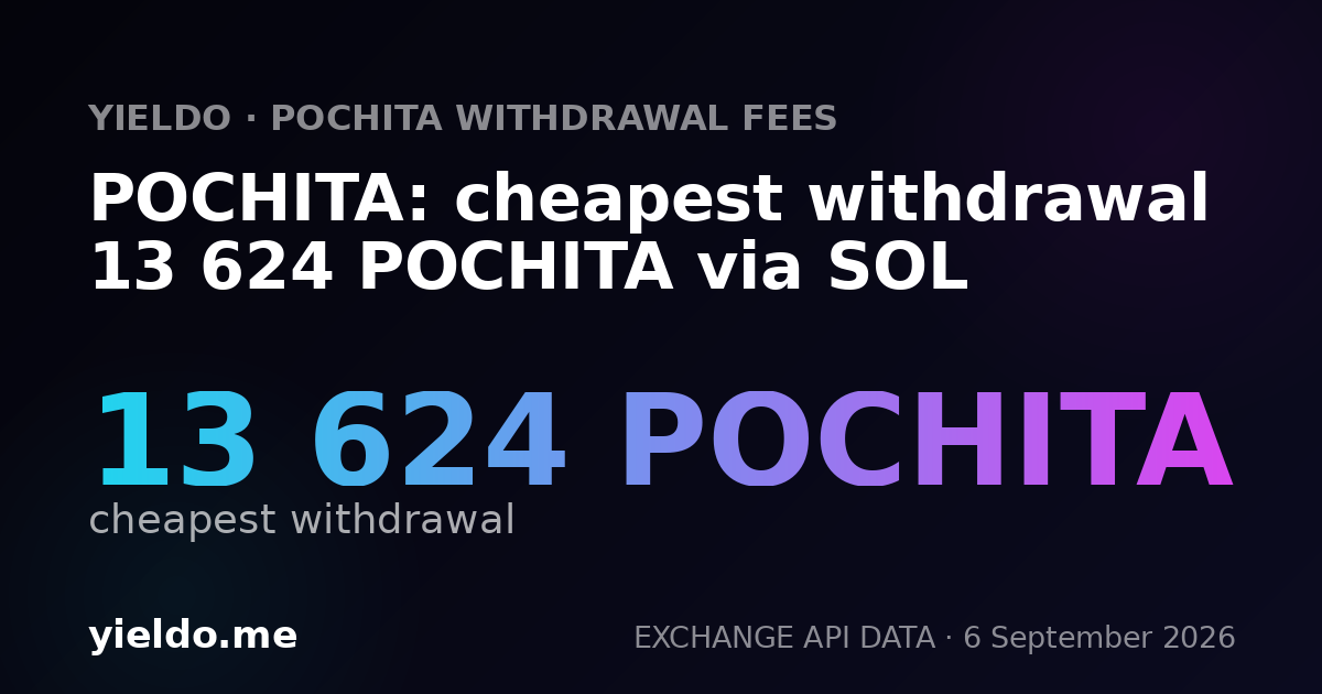 POCHITA: cheapest withdrawal 13 624 POCHITA via SOL