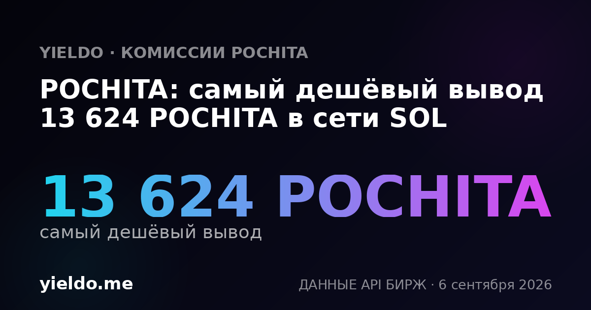 POCHITA: самый дешёвый вывод 13 624 POCHITA в сети SOL