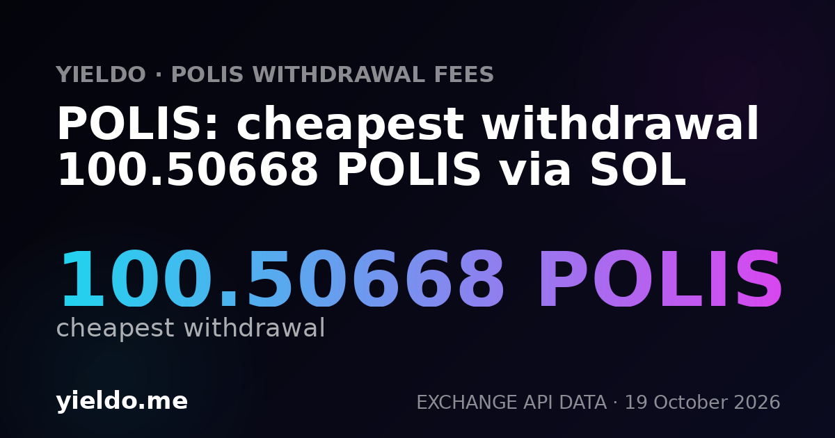 POLIS: cheapest withdrawal 99.7244 POLIS via SOL