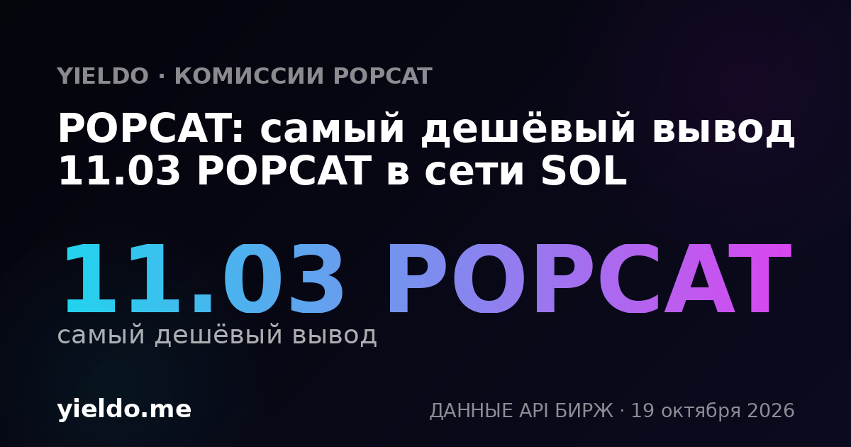 POPCAT: самый дешёвый вывод 11.03 POPCAT в сети SOL