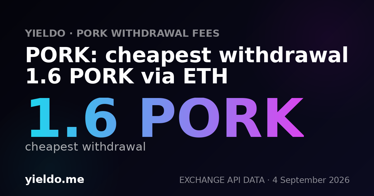 PORK: cheapest withdrawal 1.6 PORK via ETH
