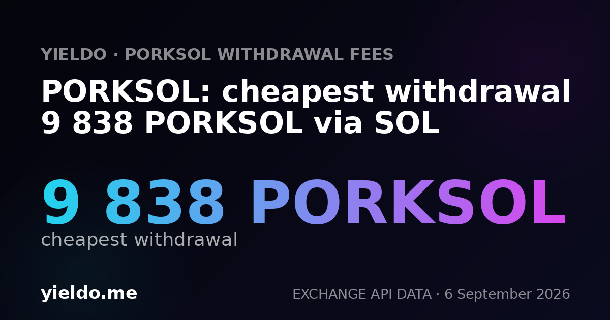 PORKSOL: cheapest withdrawal 9 838 PORKSOL via SOL
