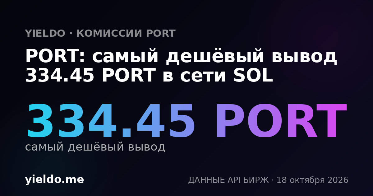 PORT: самый дешёвый вывод 334.45 PORT в сети SOL