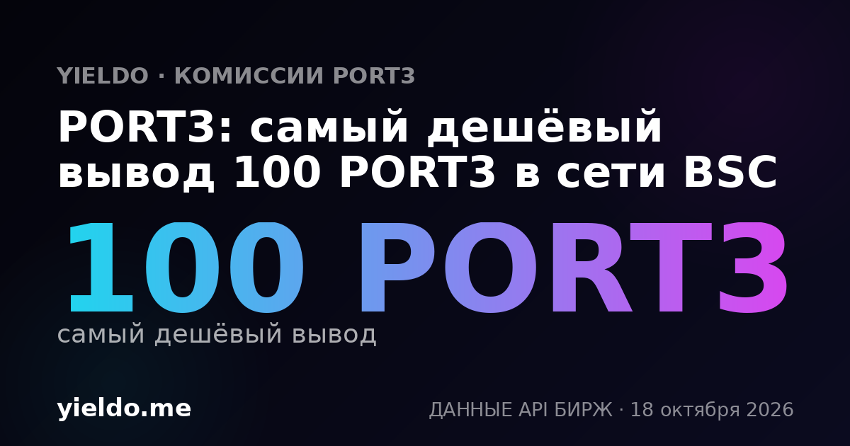 PORT3: самый дешёвый вывод 100 PORT3 в сети BSC