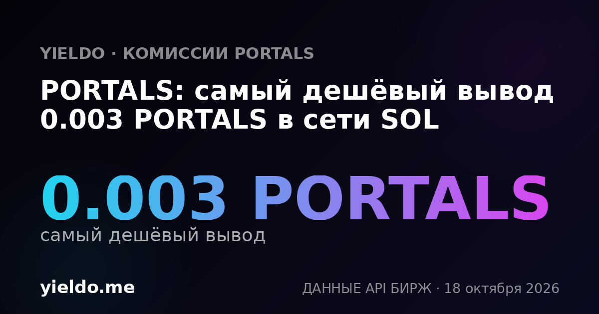 PORTALS: самый дешёвый вывод 0.003 PORTALS в сети SOL