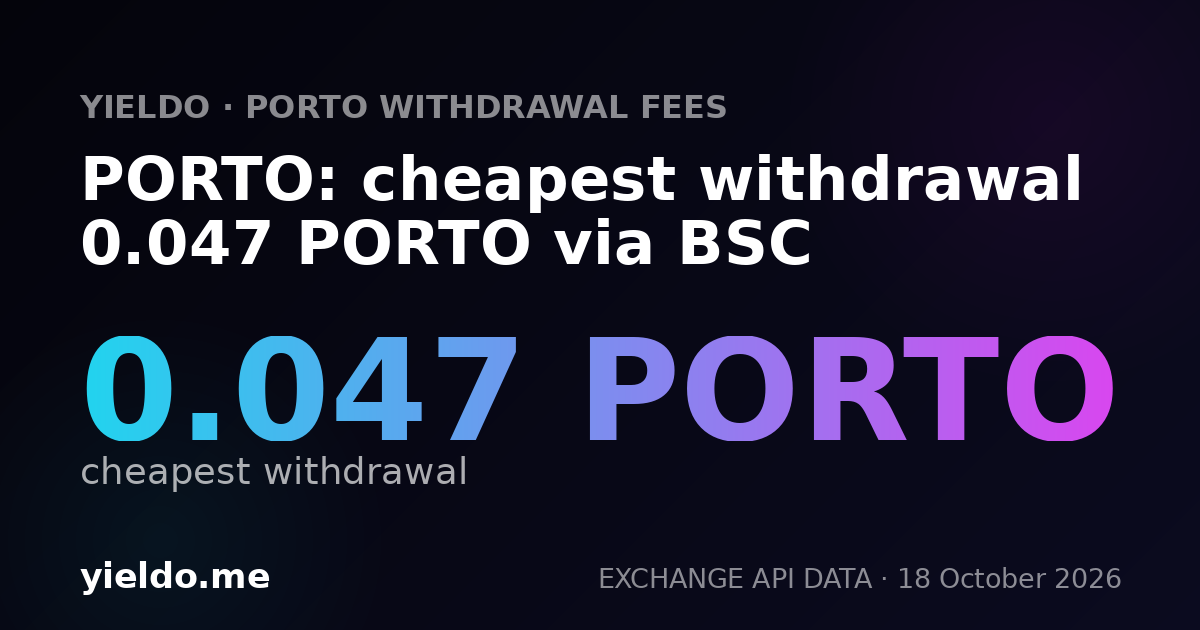 PORTO: cheapest withdrawal 0.047 PORTO via BSC