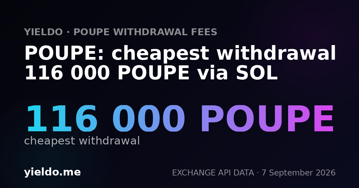 POUPE: cheapest withdrawal 116 000 POUPE via SOL