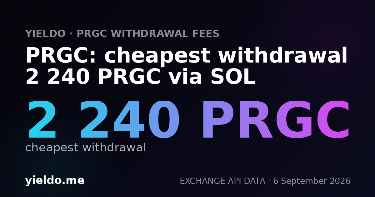 PRGC: cheapest withdrawal 2 240 PRGC via SOL