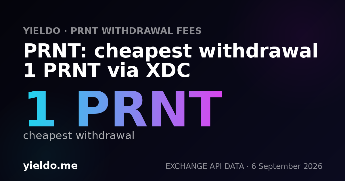 PRNT: cheapest withdrawal 1 PRNT via XDC