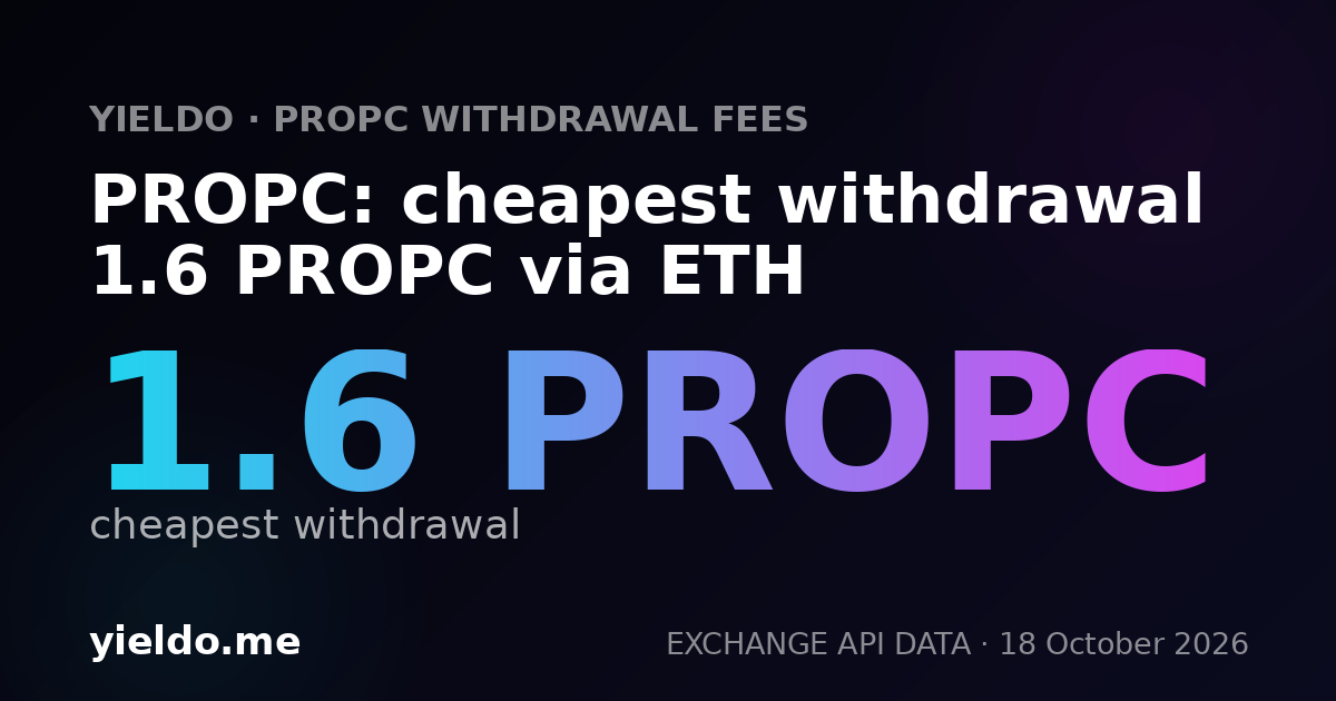 PROPC: cheapest withdrawal 1.6 PROPC via ETH