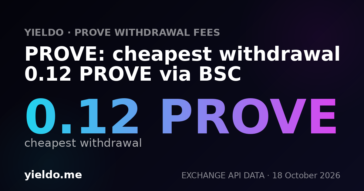 PROVE: cheapest withdrawal 0.12 PROVE via BSC
