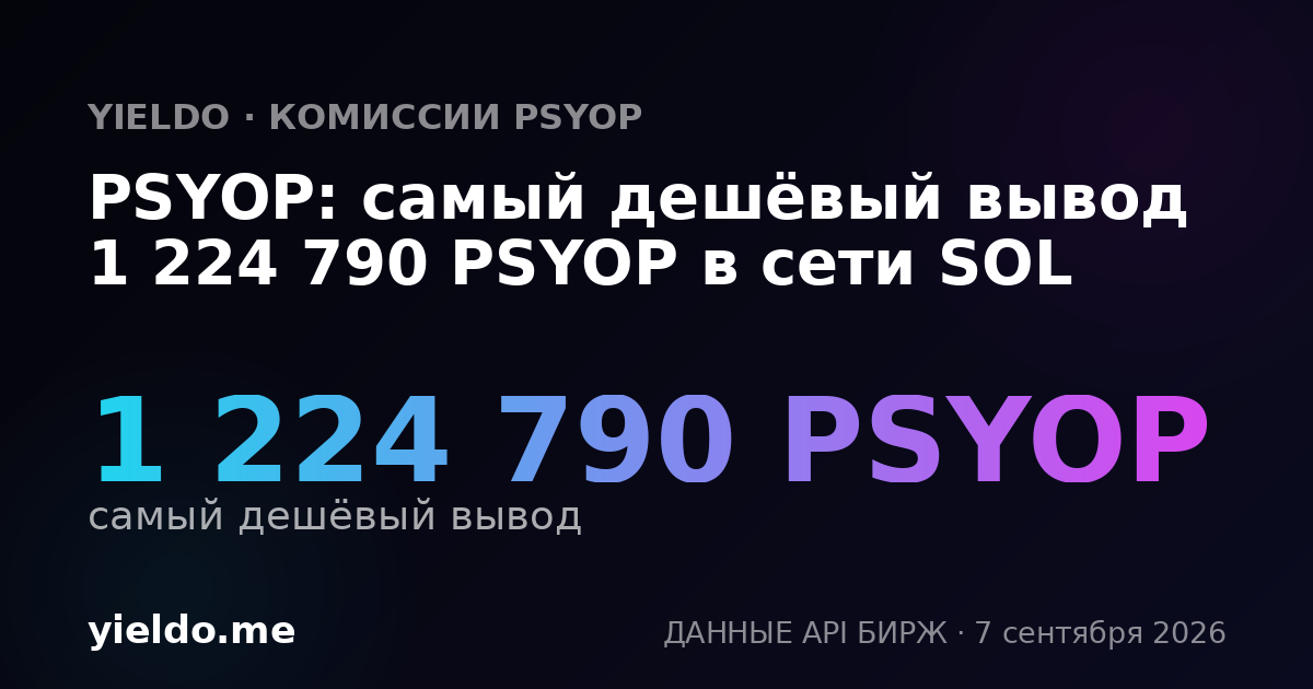 PSYOP: самый дешёвый вывод 1 224 790 PSYOP в сети SOL