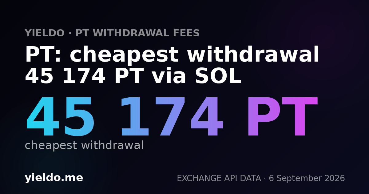 PT: cheapest withdrawal 45 174 PT via SOL