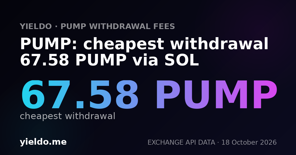 PUMP: cheapest withdrawal 65.98 PUMP via SOL
