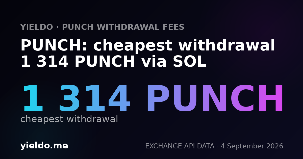PUNCH: cheapest withdrawal 1 314 PUNCH via SOL