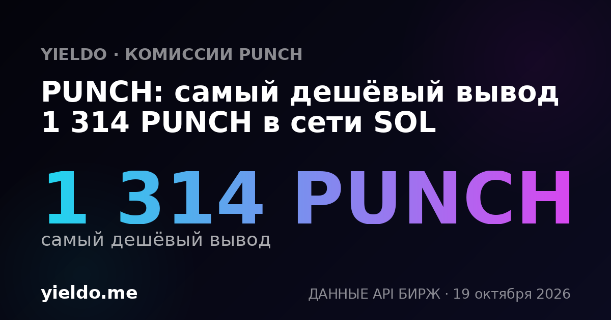 PUNCH: самый дешёвый вывод 1 314 PUNCH в сети SOL