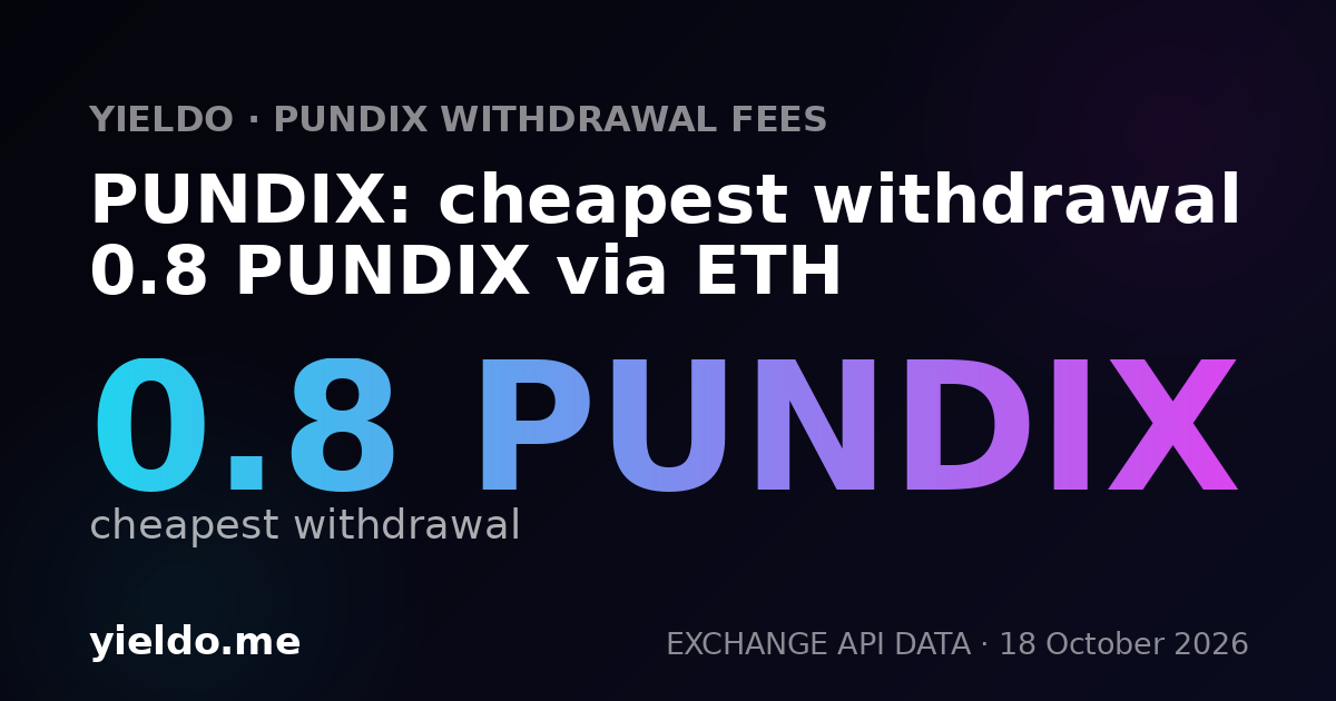 PUNDIX: cheapest withdrawal 0.8 PUNDIX via ETH