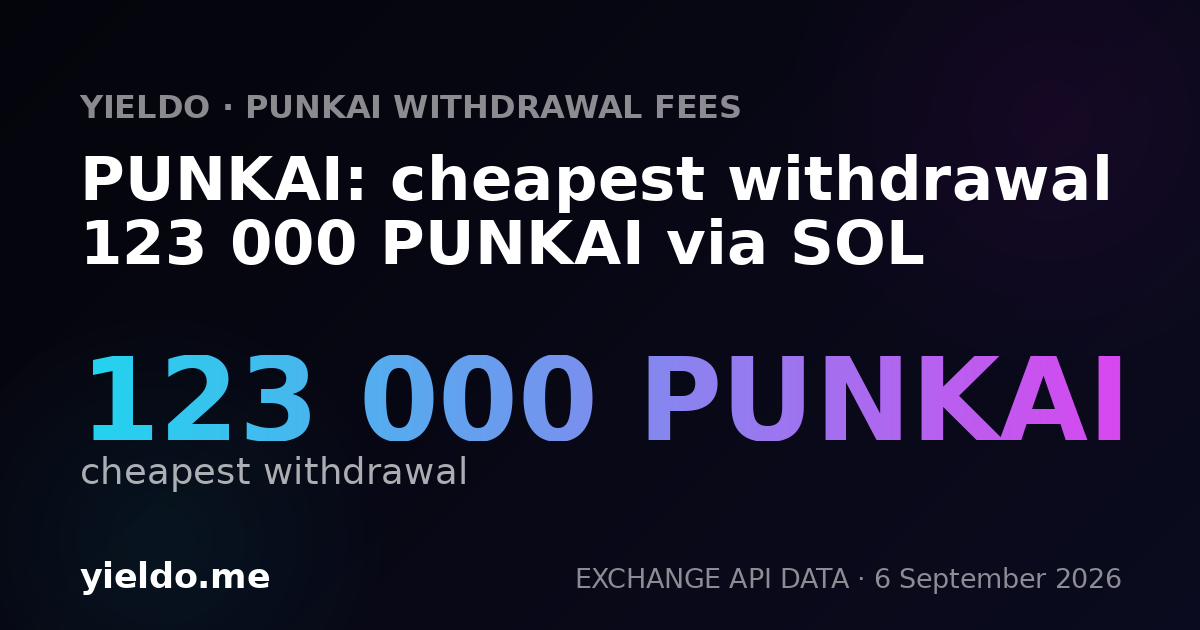 PUNKAI: cheapest withdrawal 123 000 PUNKAI via SOL