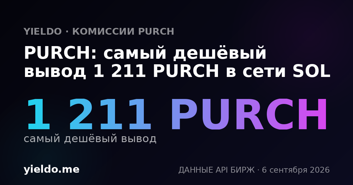 PURCH: самый дешёвый вывод 1 211 PURCH в сети SOL