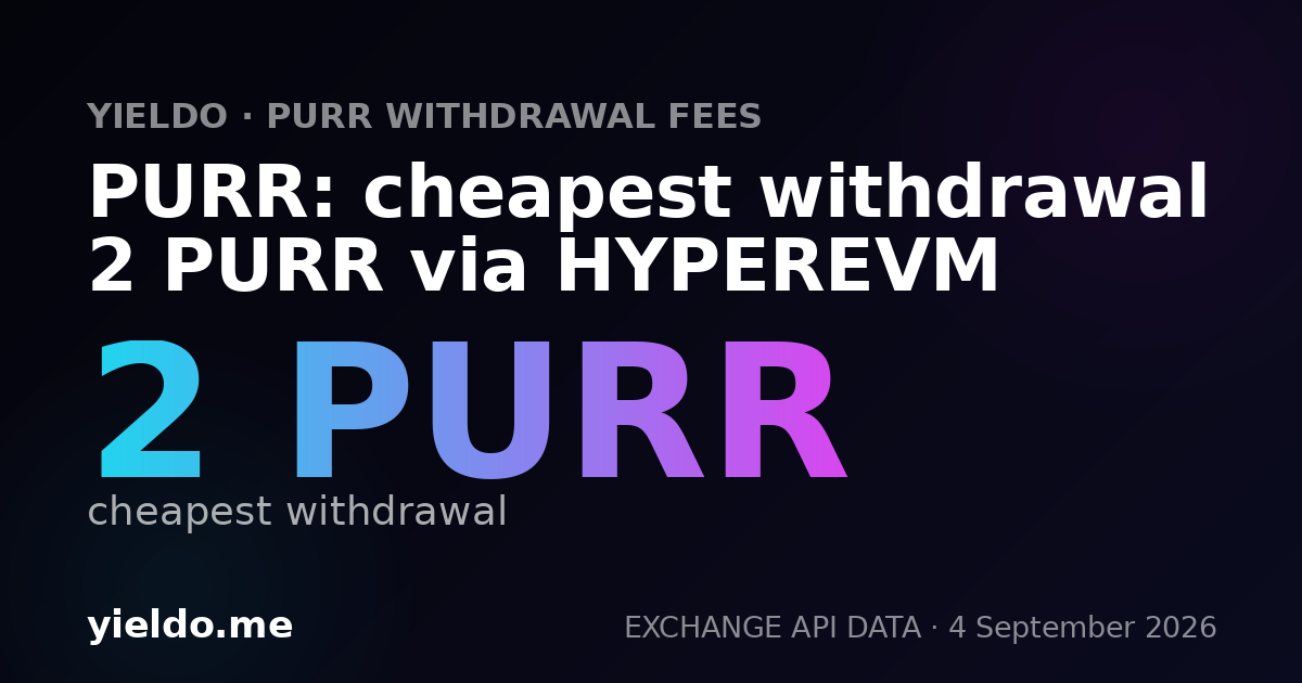 PURR: cheapest withdrawal 2 PURR via HYPEREVM